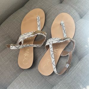 Calvin Klein Cream Logo Sandals Women’s 7